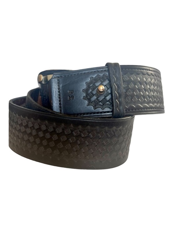 earl ginn Other - F.M. Pitt Co by Earl Ginn Co Black 36 Leather Duty Belt Woven Police Cop Agent